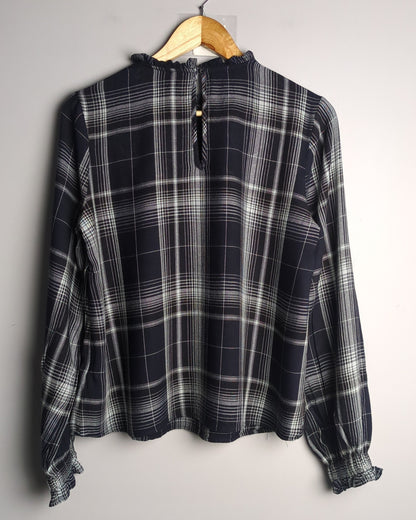 M&S Black Plaid Blouse