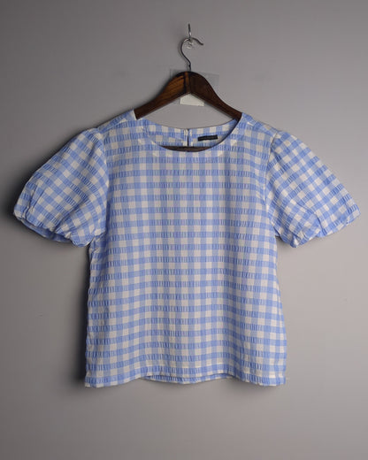 Ann Taylor Blue Gingham Blouse