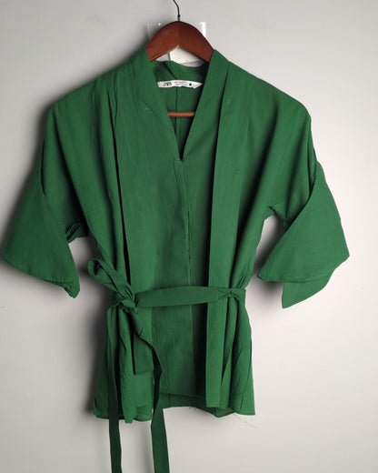 Zara Green V-Neck Blouse