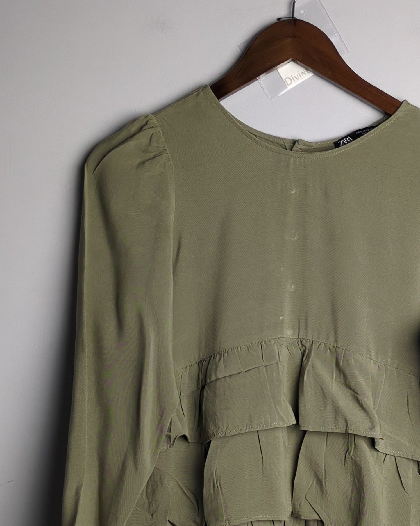 Zara Green Ruffle Blouse