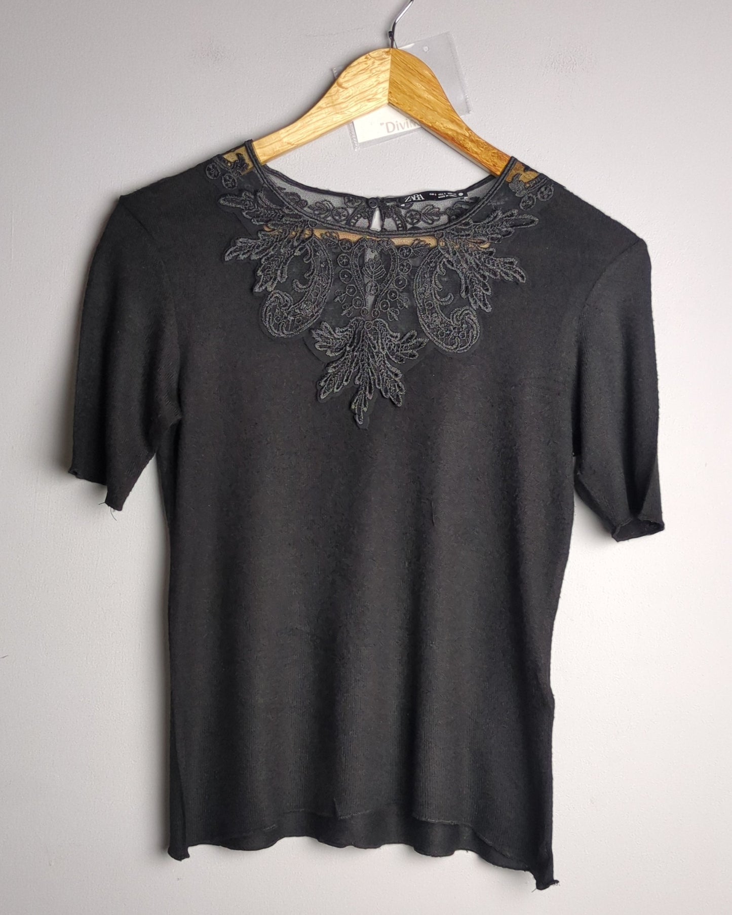 Zara Black Embellished Top