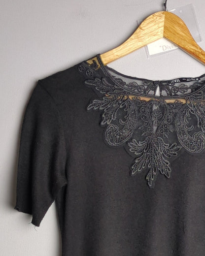 Zara Black Embellished Top