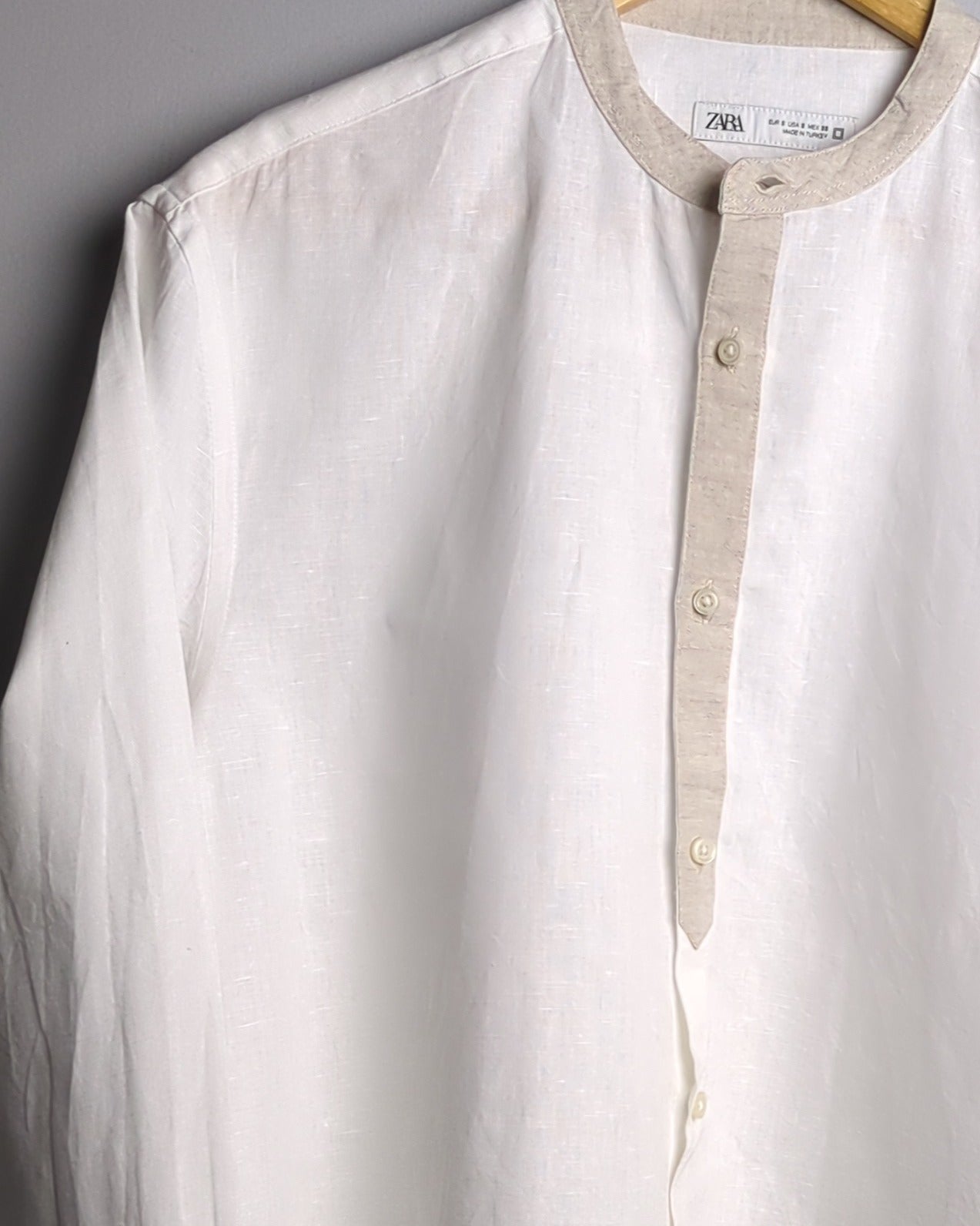 Zara White Mandarin Shirt