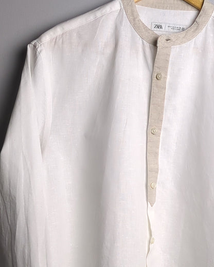 Zara White Mandarin Shirt