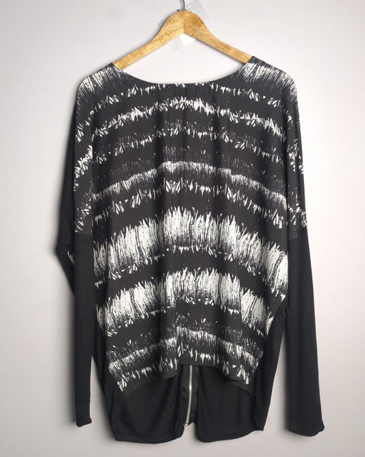 Zara Black Graphic Blouse