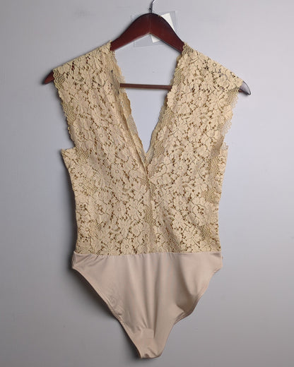 Zara Beige Lace Bodysuit