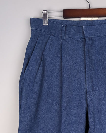 Ziben Blue Pleated Denim Trousers