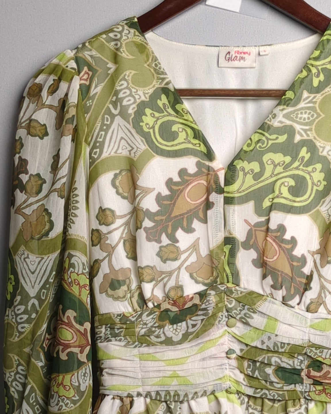 Honey Glam Green Paisley Blouse