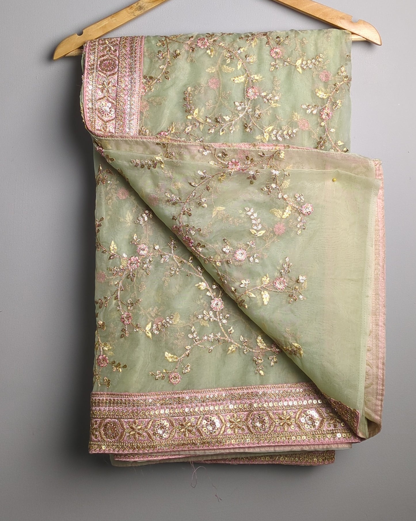 Green Embroidered Saaree