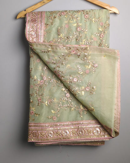 Green Embroidered Saaree