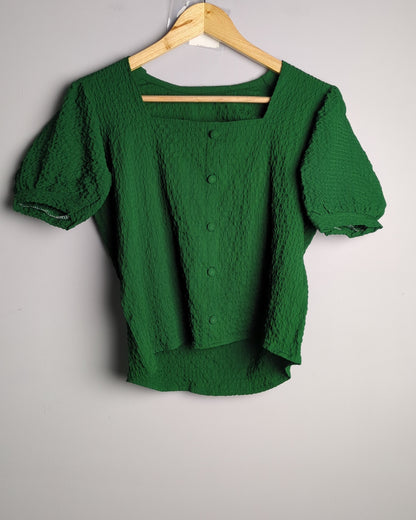 Green Smocked Blouse