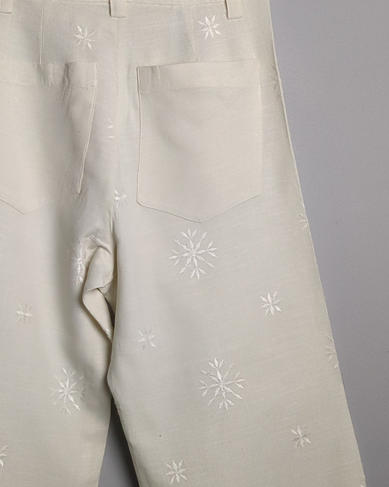 Zara Beige Embroidered Trousers