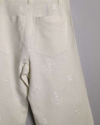 Zara Beige Embroidered Trousers