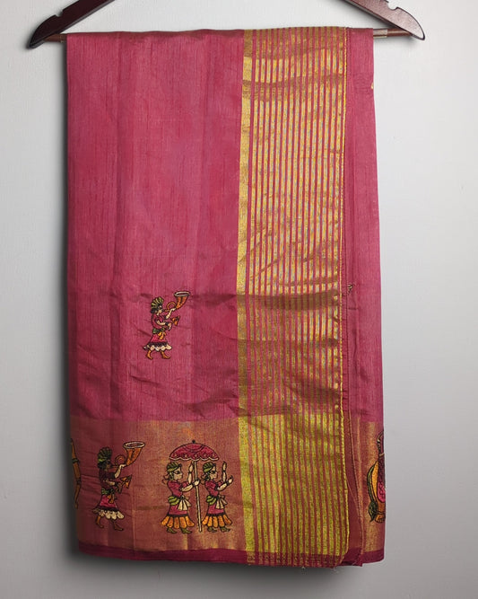 Pink Embroidered Saaree