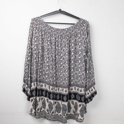 Paisley Print Peasant Blouse