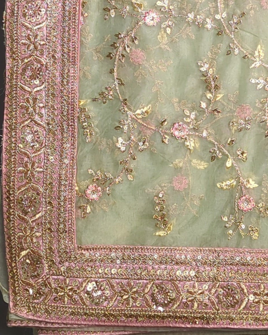 Green Embroidered Saaree