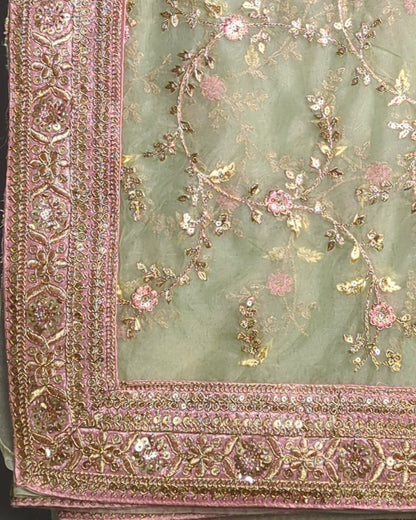 Green Embroidered Saaree