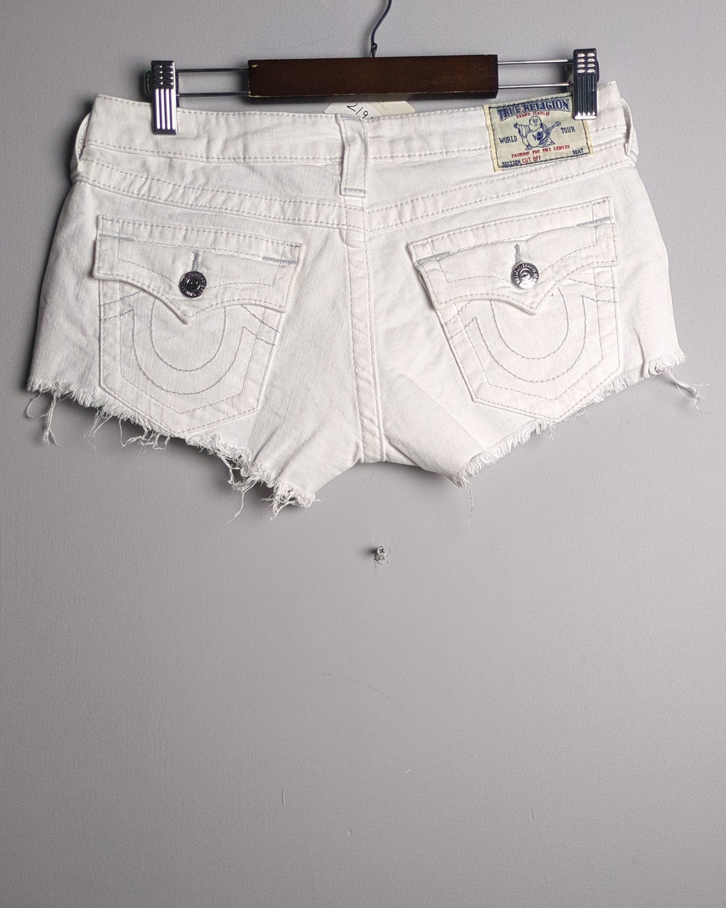 True Religion White Denim Shorts