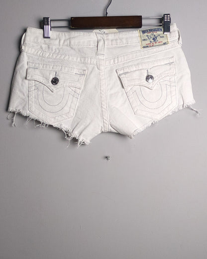 True Religion White Denim Shorts