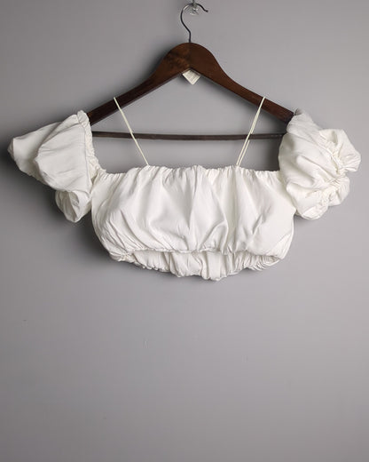 Shein White Puff Crop