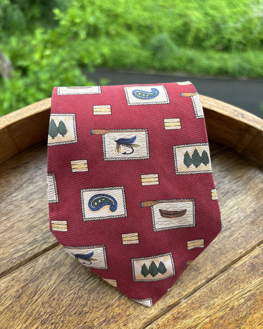Chaps Ralph Lauren Red Graphic Silk Necktie