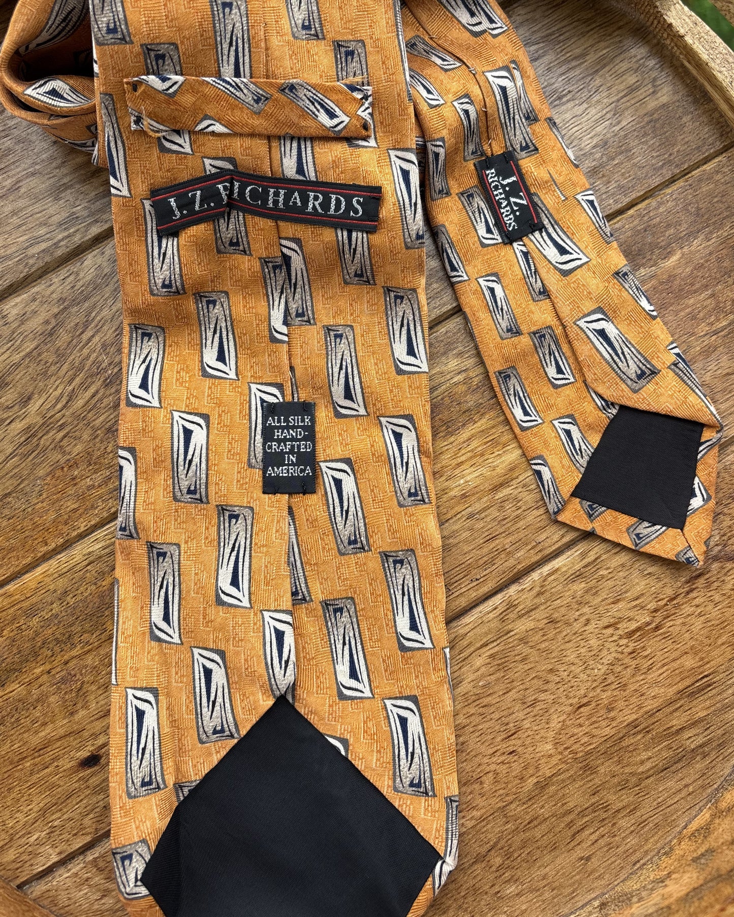 Jz Richards Orange Graphic Silk Necktie