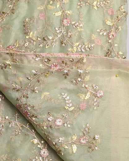 Green Embroidered Saaree
