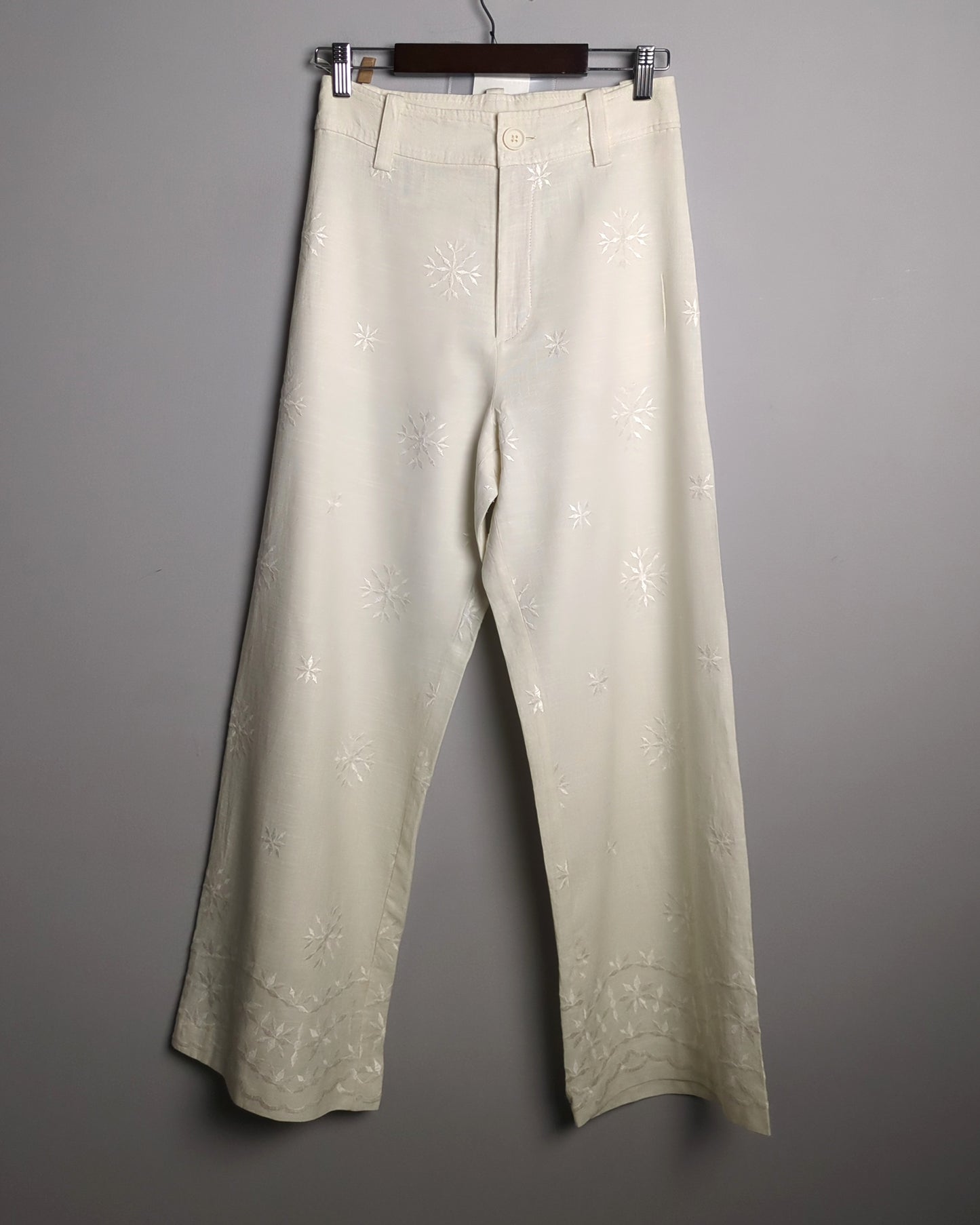 Zara Beige Embroidered Trousers