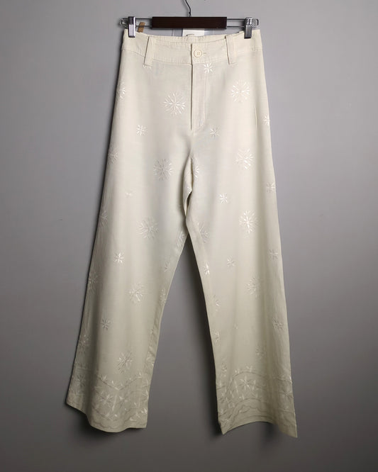 Zara Beige Embroidered Trousers