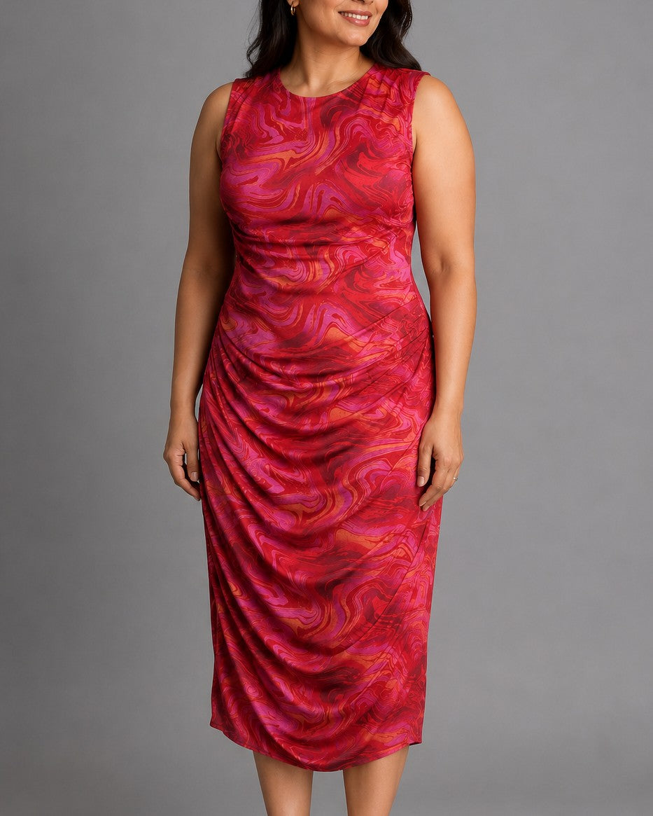 Ketch Red Ruched Dress