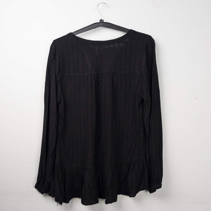 Black Button-Up Linen Blouse