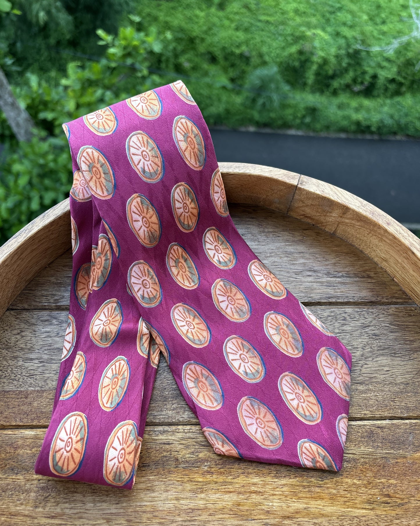 Chaps Ralph Lauren Wine Graphic Silk Necktie
