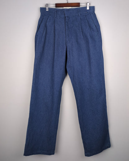 Ziben Blue Pleated Denim Trousers