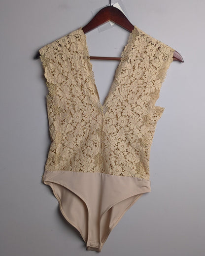 Zara Beige Lace Bodysuit