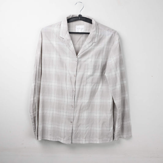 Grey Plaid Button-Up Shirt