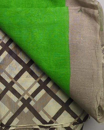 Suchitra Prints Green Patterned Saaree