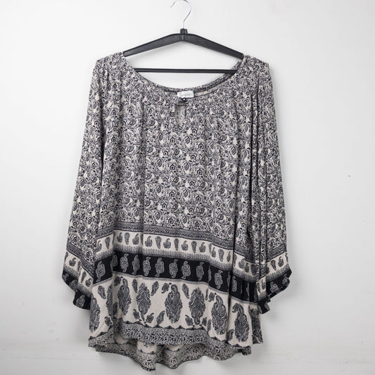 Paisley Print Peasant Blouse