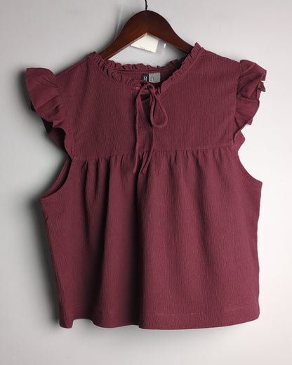 H&M Wine Ruffle Blouse