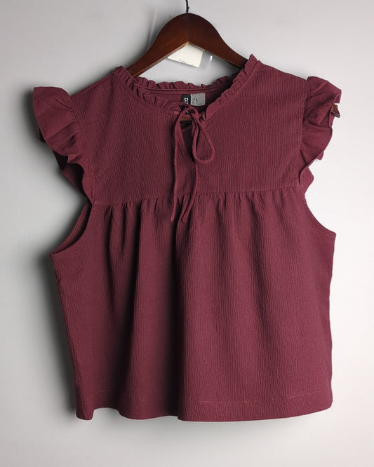 H&M Wine Ruffle Blouse