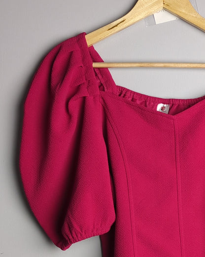 Athena Pink Puff-Sleeve Top