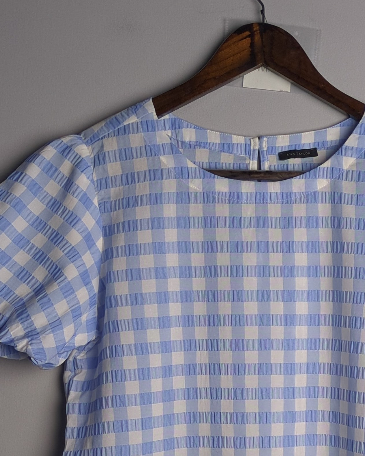 Ann Taylor Blue Gingham Blouse
