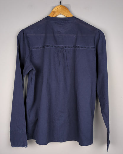 M&S Blue Embroidered Blouse