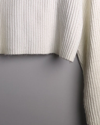 H&M White Ribbed Sweater