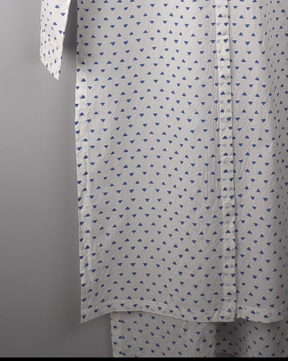 Nicobar White Patterned Kurta Dress