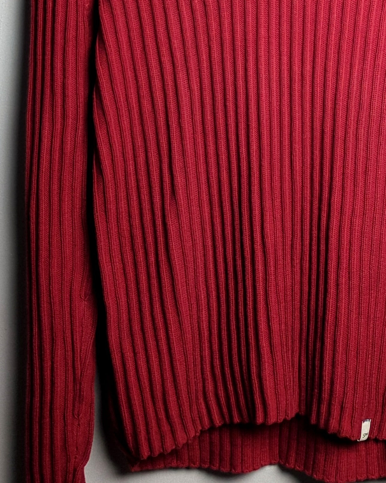 Spring Field Red Ribbed Sweater
