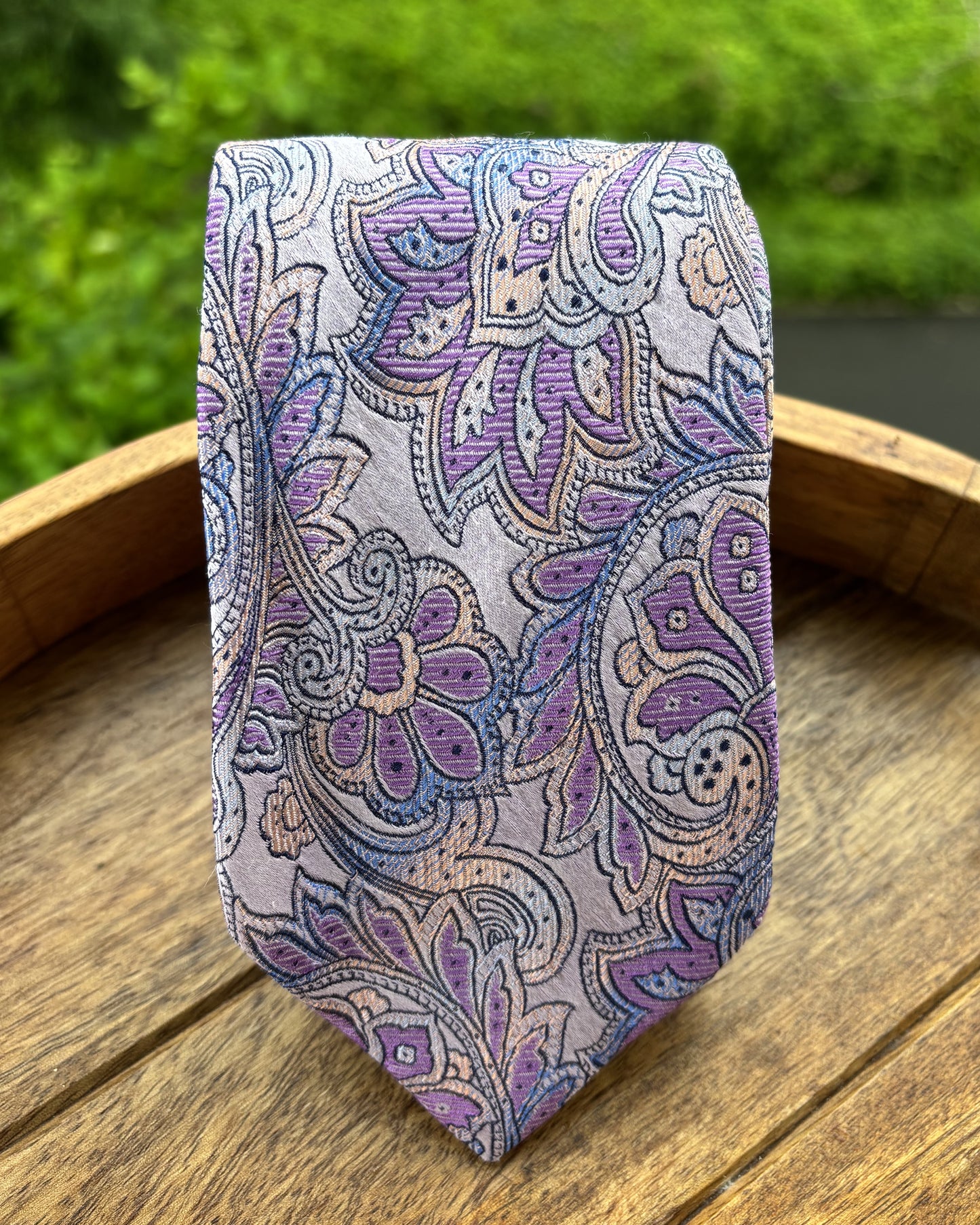 Steven Land Purple Floral Silk Necktie