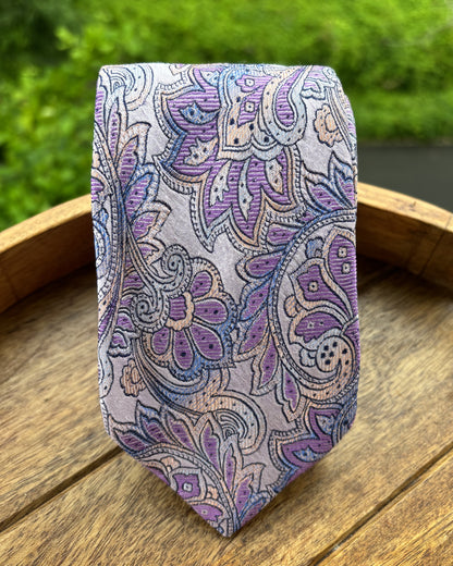 Steven Land Purple Floral Silk Necktie