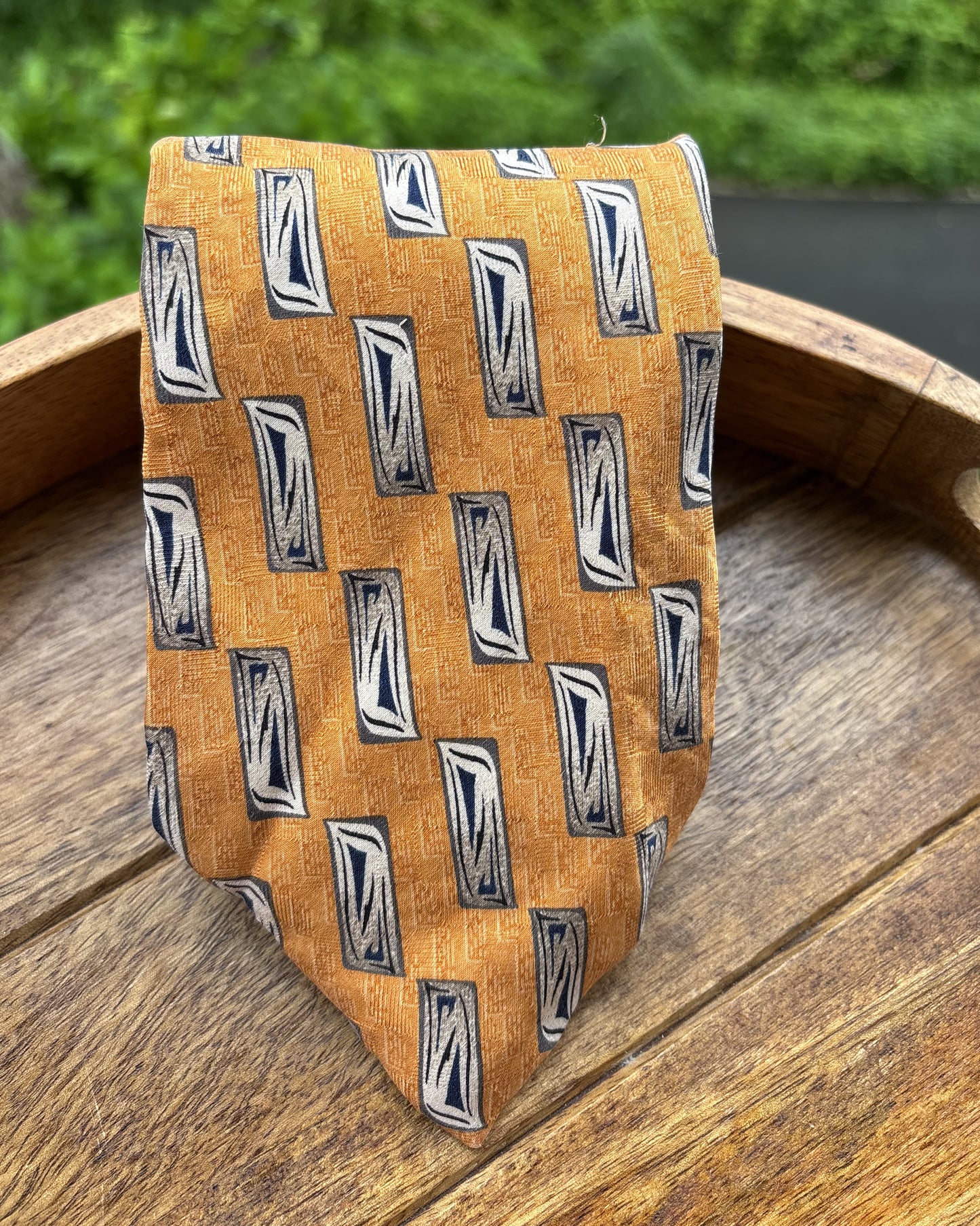 Jz Richards Orange Graphic Silk Necktie