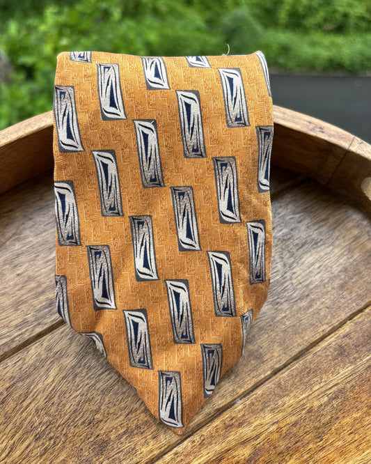 Jz Richards Orange Graphic Silk Necktie