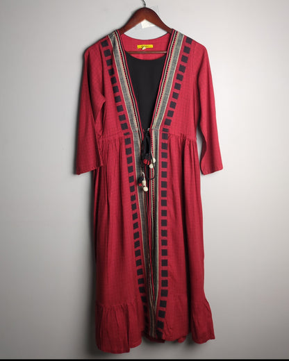 Global Desi Red Kaftan Dress
